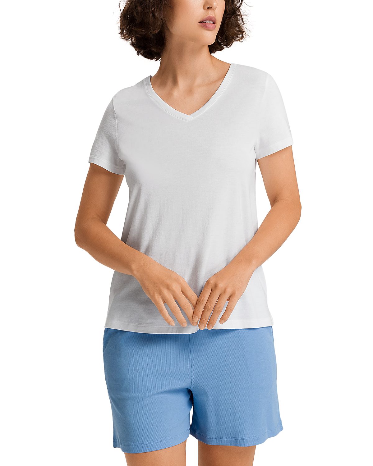 Hanro Sleep & Lounge Short Sleeve V-Neck Shirt
