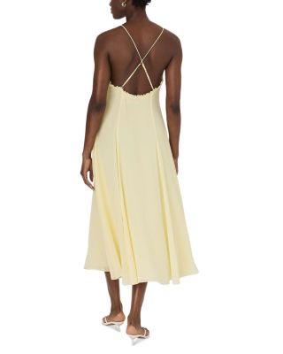 Raya Chiffon Ruffle Neck Midi Yellow Dress