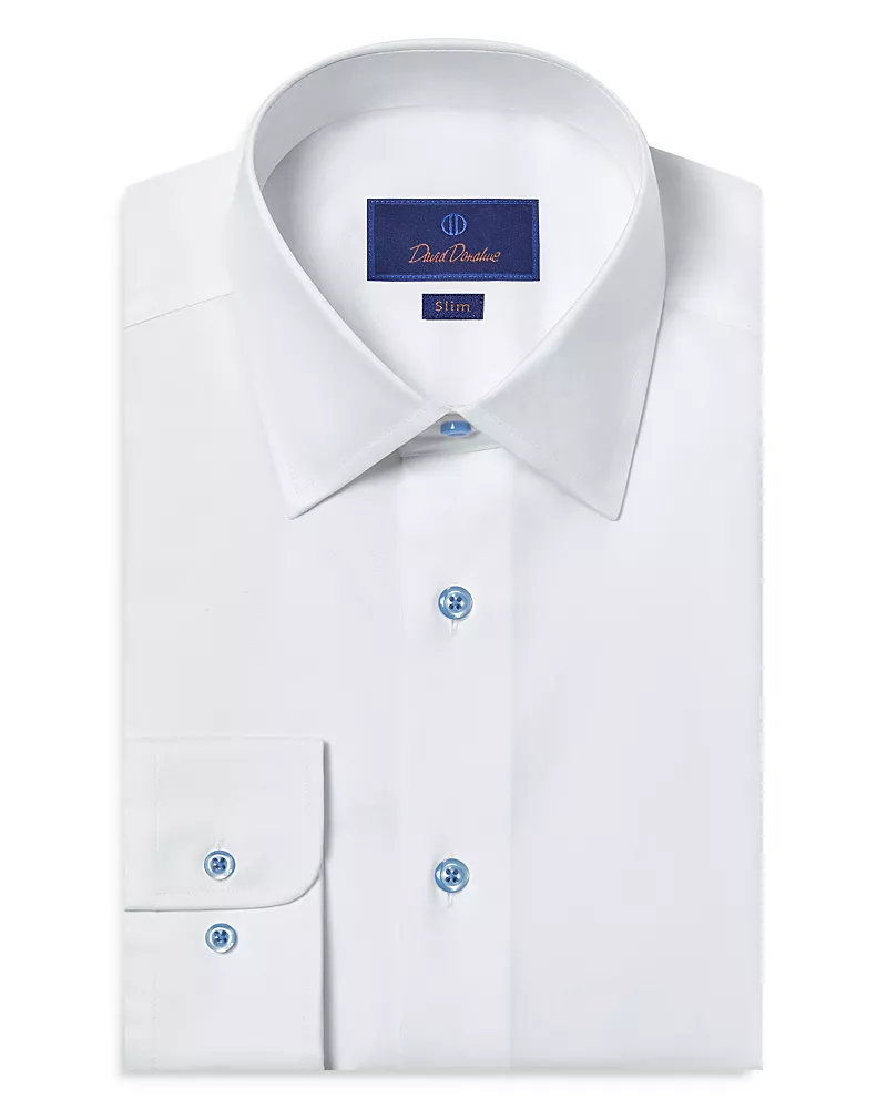 David Donahue Slim Fit Super Fine Twill Dress Shirt