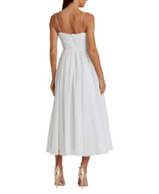 Faux Wrap Sleeveless Flowy Midi Dress
