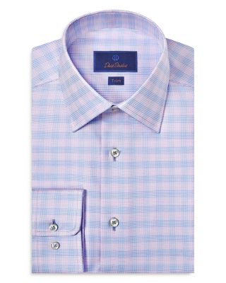 David Donahue - Trim Fit Twill Check Dress Shirt