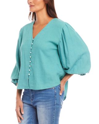 Layered Cuff Shirred Blouse