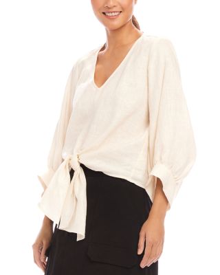 Linen Tie Front Top