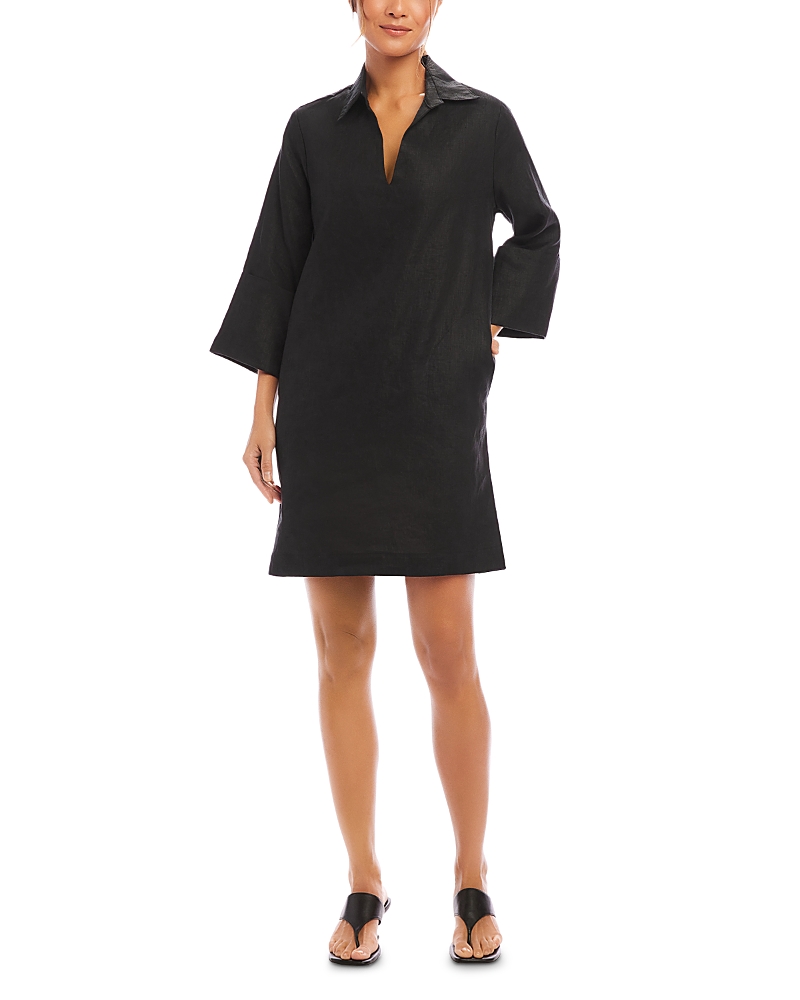 Karen Kane Linen Cuffed Sleeve Dress