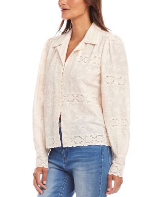 Embroidered Scalloped Blouse