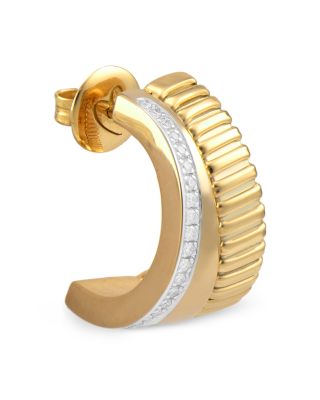 18K Yellow Gold Via Mercanti Diamond Hoop Earrings