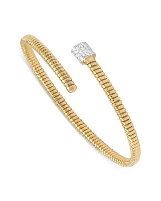 18K Yellow Gold Via Mercanti Tubogas Diamond Pav&eacute; Bangle Bracelet