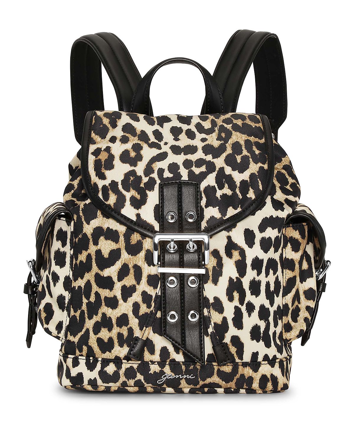 Ganni Leopard Small Nylon Bucky Backpack