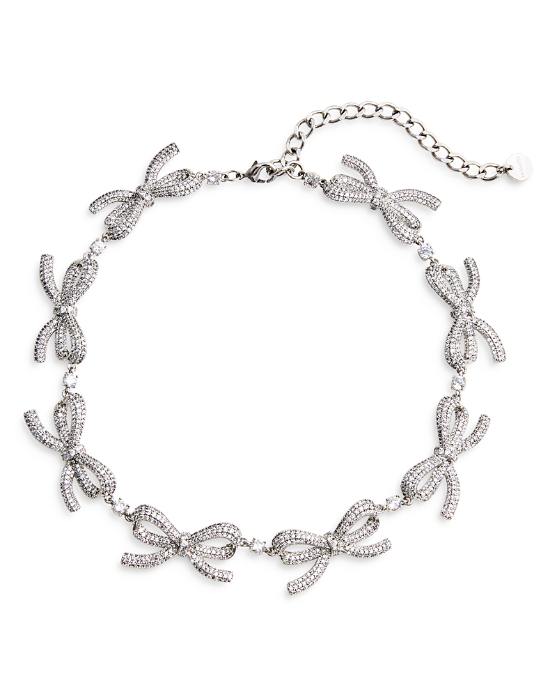SELF-PORTRAIT SELF-PORTRAIT CRYSTAL BOWS NECKLACE, 13.4