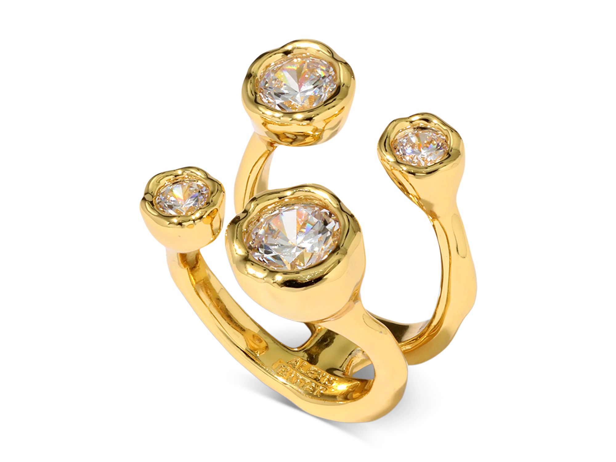 Asterales Cubic Zirconia Open Double Row Ring in 14K Plated - Image 1