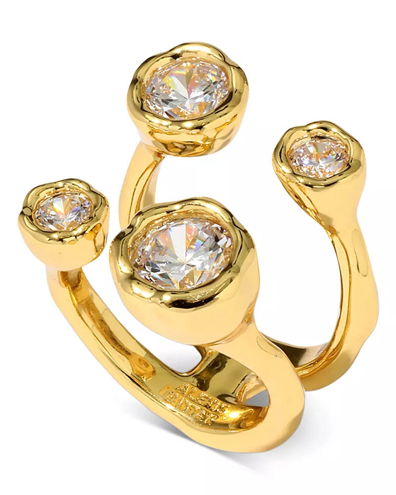 Alexis Bittar Asterales Cubic Zirconia Open Double Row Ring in 14K Gold Plated