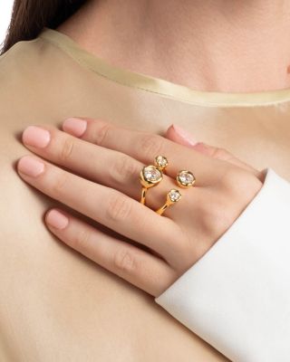 Asterales Cubic Zirconia Open Double Row Ring in 14K Gold Plated