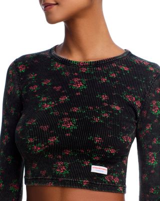 Cropped Long Sleeve Crewneck Top