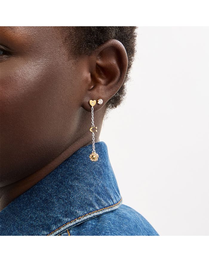 Signature Tea Rose & Heart Linear Earrings