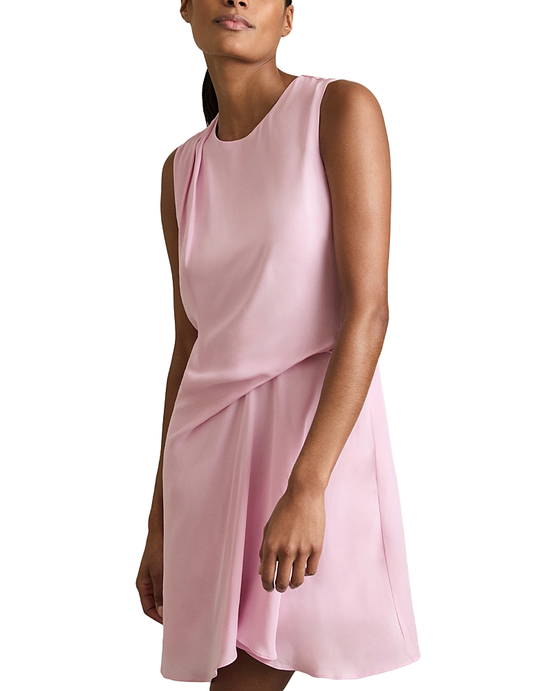 Reiss Womens Elina Drape Woven Mini Dress Pale Pink In Pale Pink