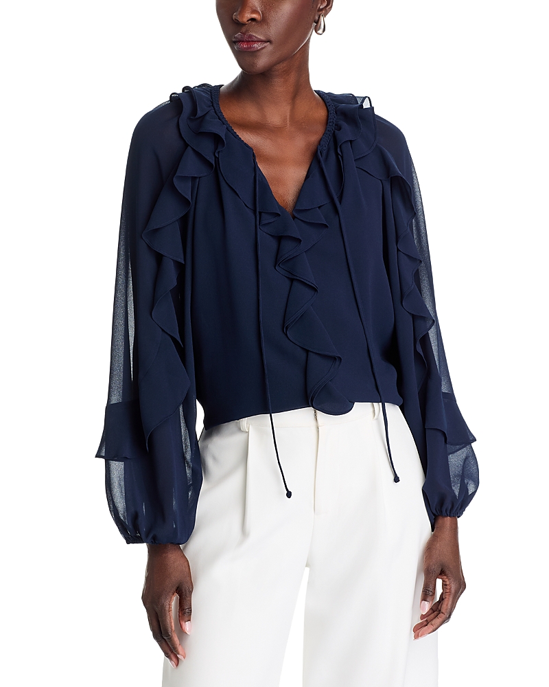 Kobi Halperin Bali Ruffled Tie Blouse