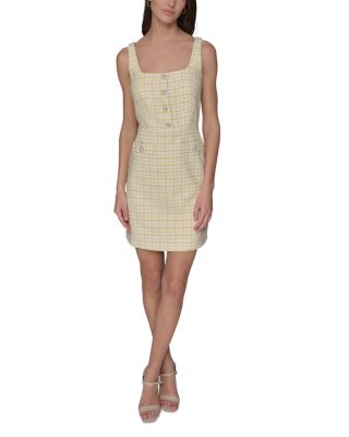 Boucle Tweed Square Neck Dress