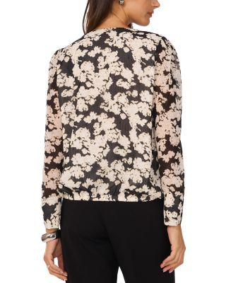 Printed Faux Wrap Blouse