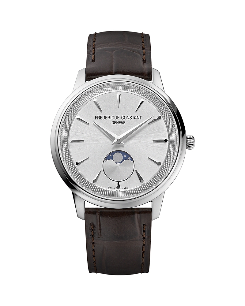 Frederique Constant Moneta Moonphase Watch, 37mm In White/black