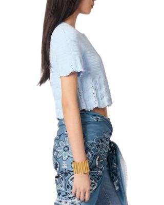 Beaded Pointelle Knit Cardigan