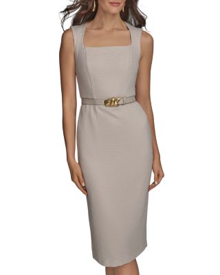 Belted Tweed Midi Dress