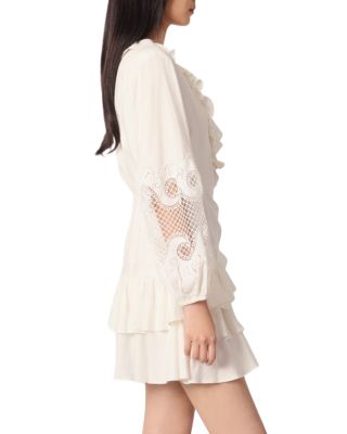 Ruffled and Embroidered Sleeve Dress