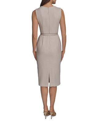 Belted Tweed Midi Dress