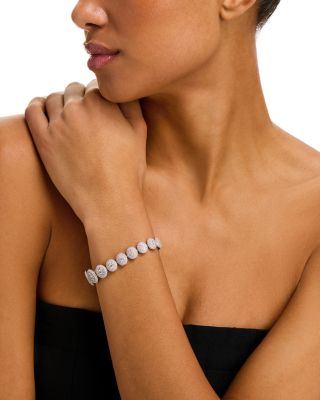 Diamond Graduated Pav&eacute; Cluster Bracelet in 14K White Gold, 7 tcw