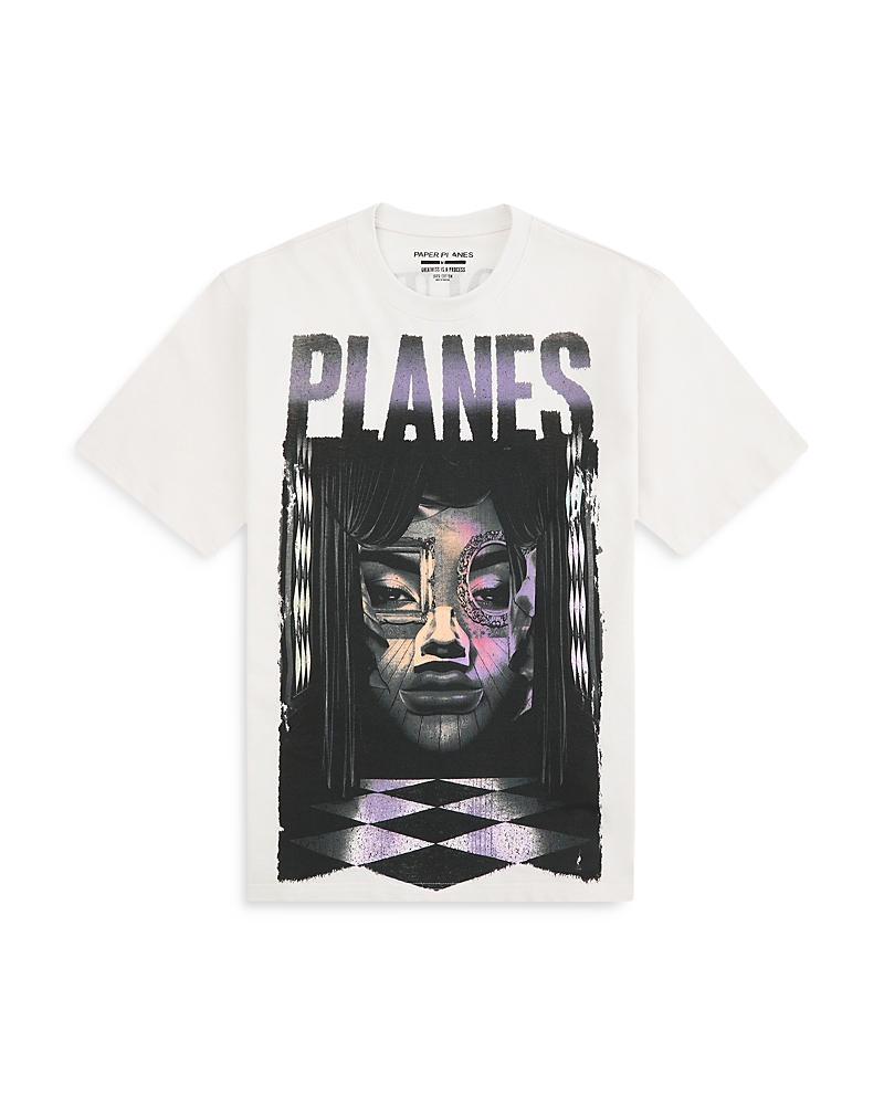 Paper Planes Surrealist Face Heavyweight Tee In Blue
