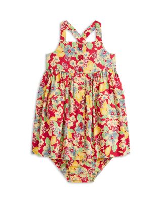 Ralph Lauren - Girls' Lemon Floral Slub Cotton Dress & Bloomer - Baby