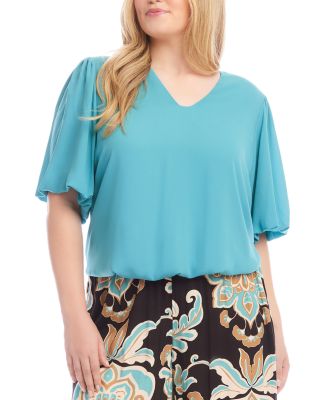 Karen Kane - Plus Crepe Puff Sleeve Blouse