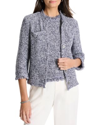 NIC+ZOE - Mixed Knit Fringe Trim Cardigan