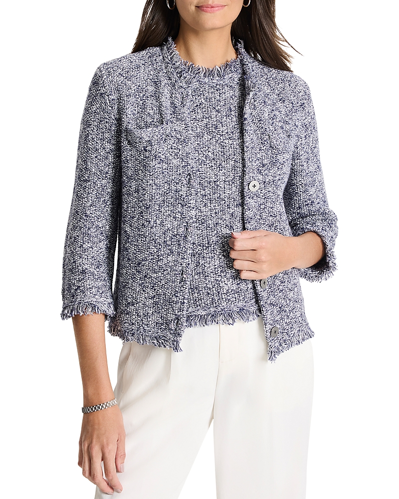 Nic+Zoe Mixed Knit Fringe Trim Cardigan