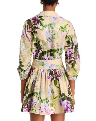 Raya Floral Print Linen Mini Dress