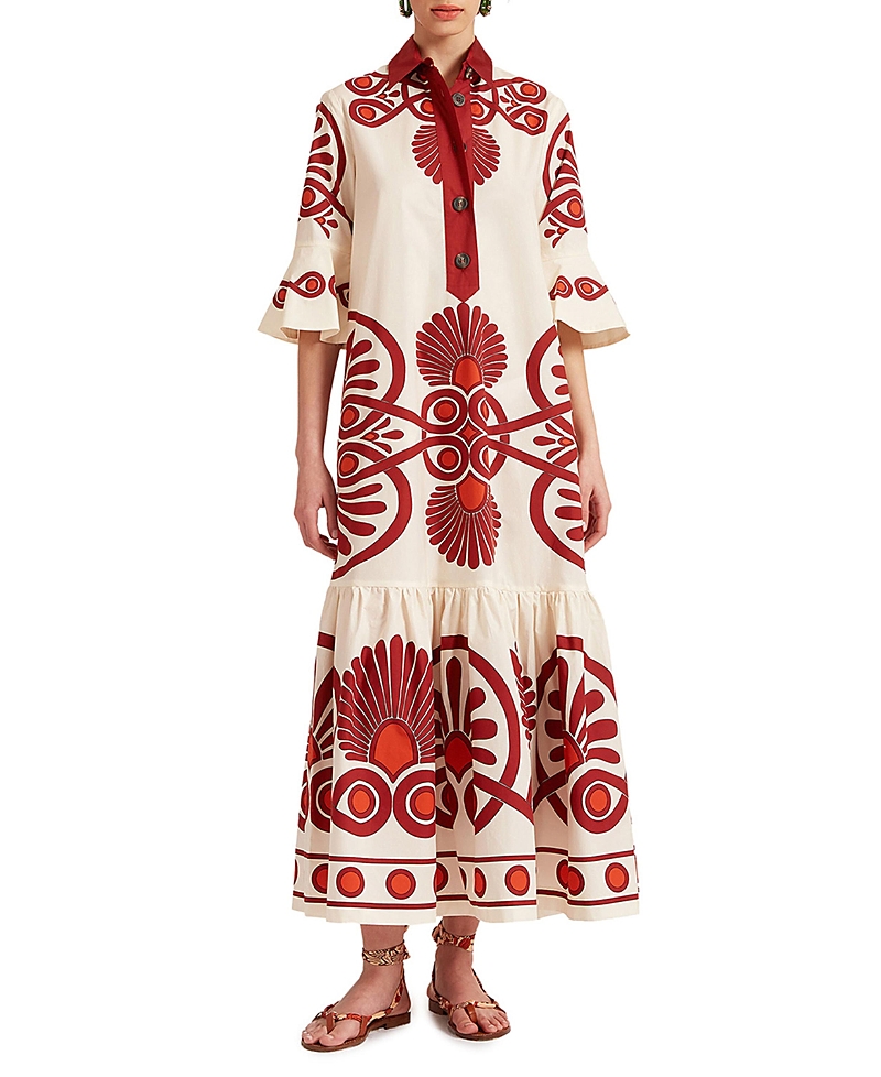 La Doublej La Double J Artemis Printed Cotton-poplin Maxi Dress In Medallion Placee Cream