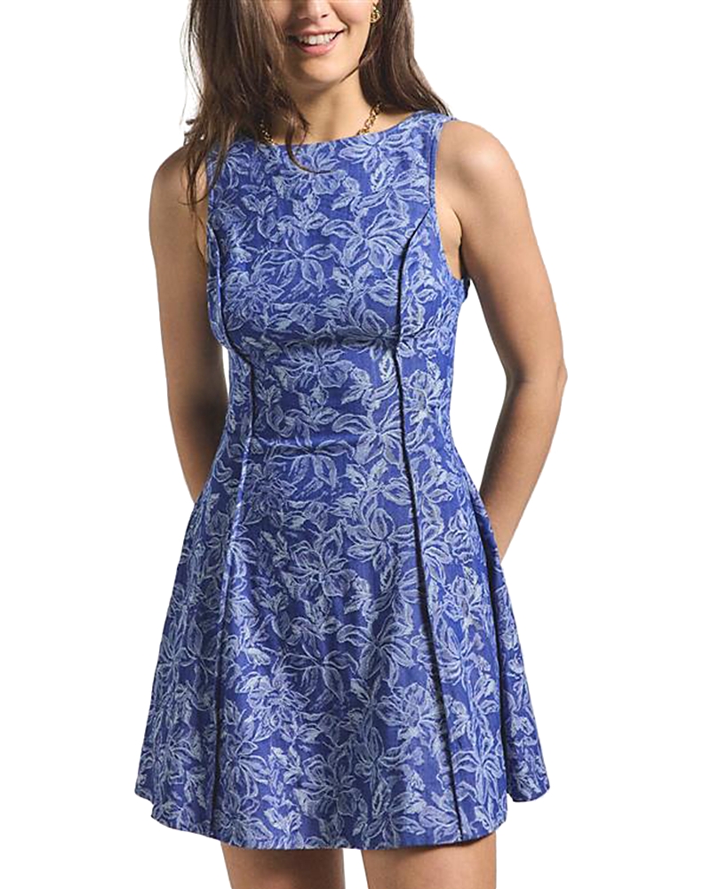 Derek Lam 10 Crosby Cayman High-neck Dress In Indigo