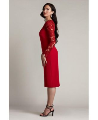 Emille Embroidered Illusion Cocktail Dress