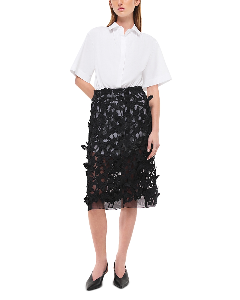 Simkhai Colette Floral Guipure Lace Midi Dress In White