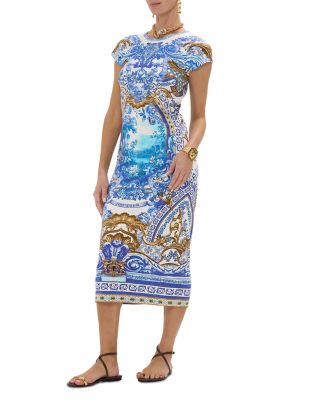 Mixed Print Midi Dress
