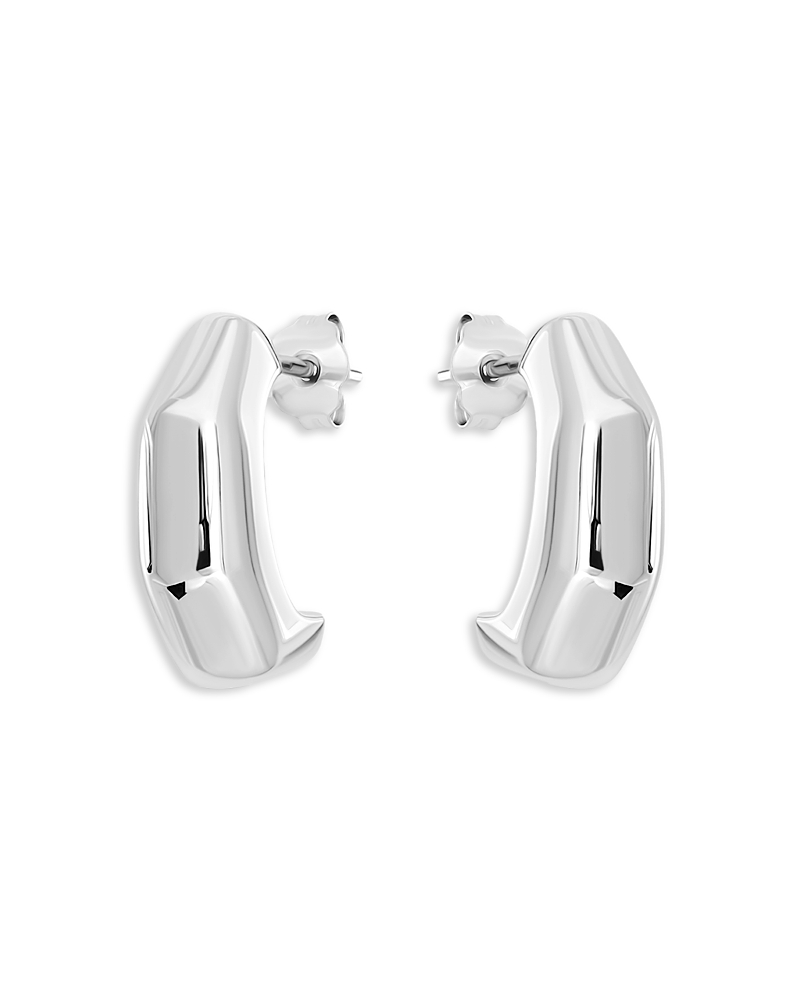 Aqua Angular Half Hoop Earrings In Sterling Silver - Exclusive In Silver