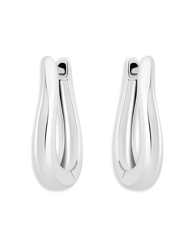 Aqua Curvy Huggie Hoop Earrings In Sterling Silver - Exclusive In Silver