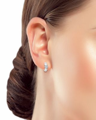 Pav&eacute; Croissant Half Hoop Earrings in Sterling Silver - Exclusive