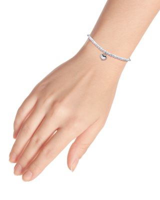 Heart Charm Cultured Freshwater Pearl Beaded Slider Bracelet in Sterling Silver - Exclusive
