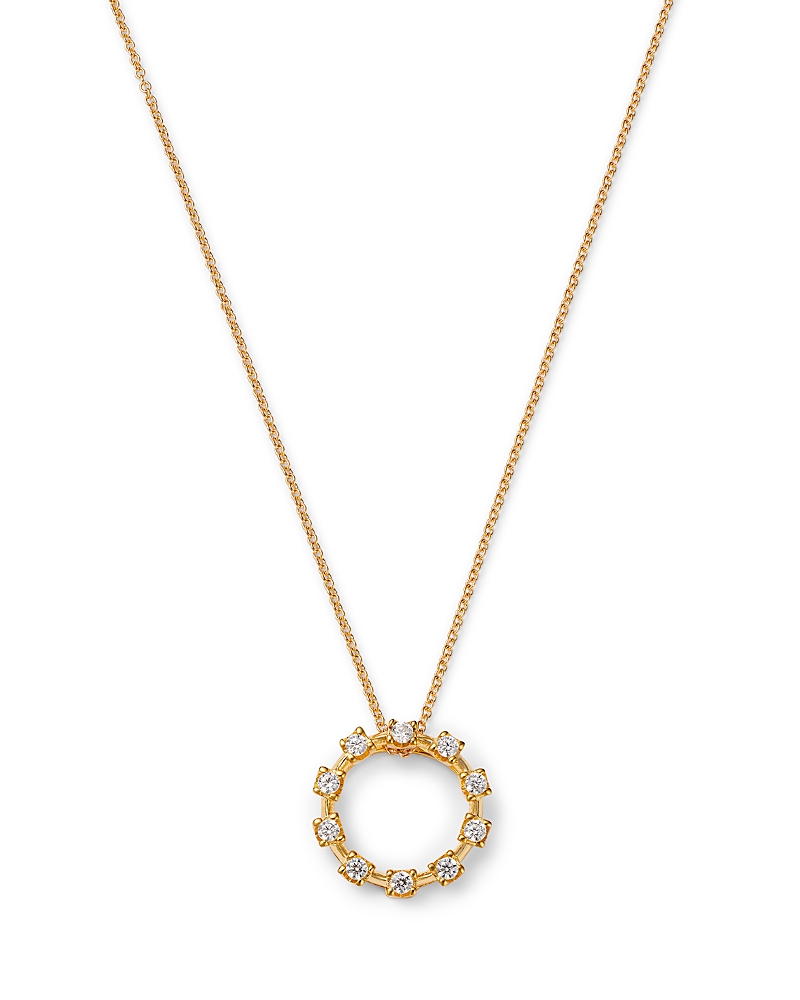Bloomingdale's Fine Collection Diamond Circle Pendant Necklace In 14k Yellow Gold, 0.15 Ct. T. W.