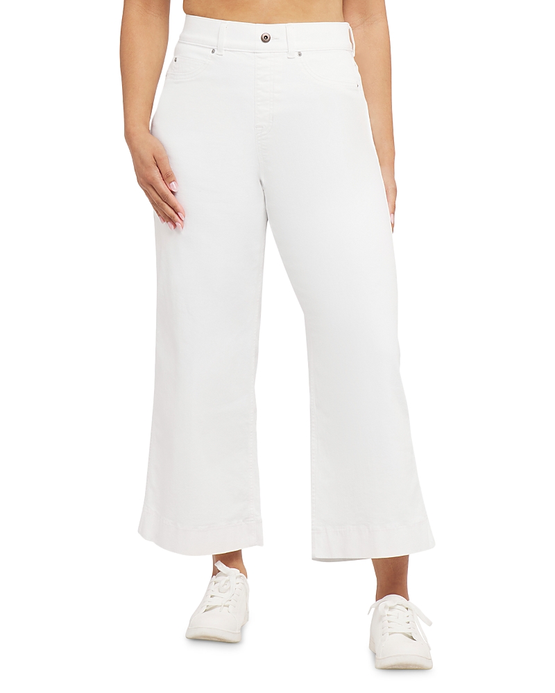Spanx High Rise Cropped Wide Leg Jeans In Chalk Wash In Chalk Wash