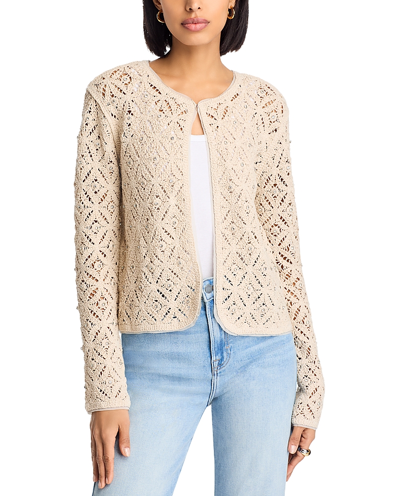 Aqua Crochet Rhinestone Cardigan - Exclusive