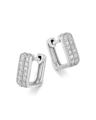 Bloomingdale's Fine Collection - Diamond Pav&eacute; Geometric Huggie Hoop Earrings in 14K White Gold, 0.2 tcw