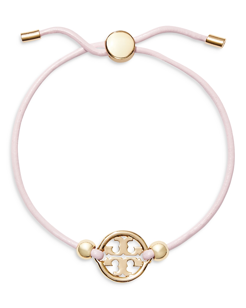 Tory Burch Miller Logo Charm Color Cord Slider Bracelet In Gold