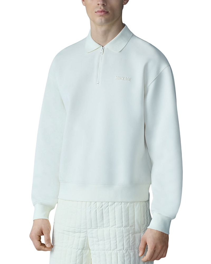Mackage Felix Half Zip Double Face Jersey Sweater In Cream
