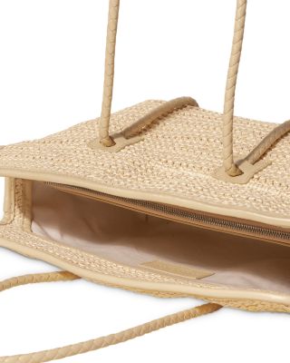 Leather Framed Raffia Shoulder Bag